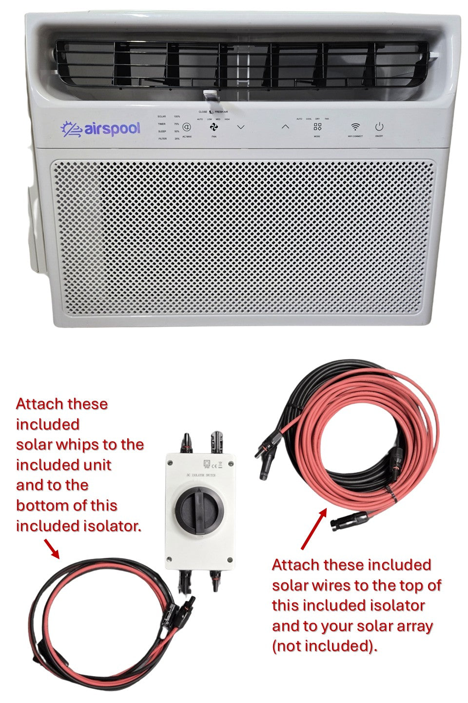 WS12 - NEW! The world's first solar ac window unit has arrived! The world's best guarantee! 12,000 BTU solar air conditioner (IMPORTANT: NO HEAT ON THIS ONE! COOLING ONLY!) Run solar only, grid only, or automatic combination of the two.