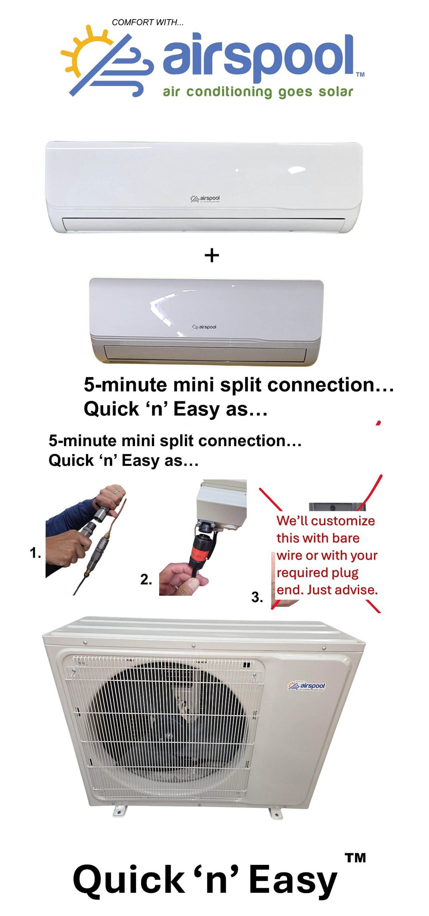 MU24 (24,000 BTU) Quick 'n' Easy. 5 minutes/zone to connect each indoor unit to the outdoor unit. No HVAC tech needed. 5-year happiness guarantee!
