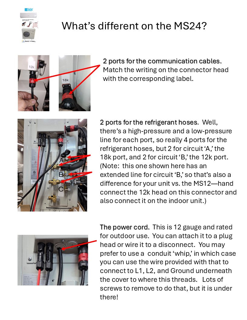 MU24 (24,000 BTU) Quick 'n' Easy. 5 minutes/zone to connect each indoor unit to the outdoor unit. No HVAC tech needed. 5-year happiness guarantee!