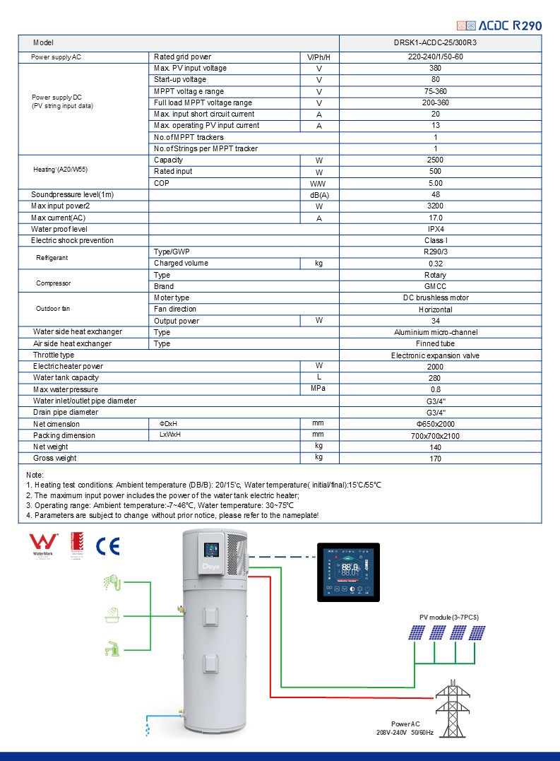 75-Gallon Solar Hybrid Heat Pump Hot Water Heater